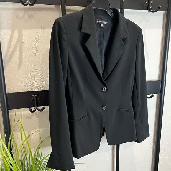 Anne Klein blazer wool blend black size 8 petite - Picture 4 of 11